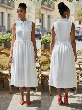 Maggy London White Midi dot  Sleeveless NWT